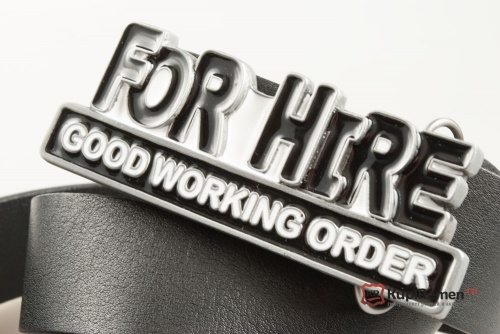 Кожаный ремень с пряжкой "For Hire good working order" - kupiremen.ru