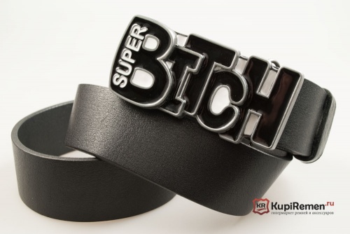 Ремень с пряжкой "SUPER BITCH" 3D - kupiremen.ru