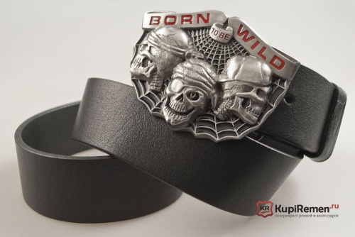 Кожаный ремень с пряжкой "BORN TO BE WILD" (Рождённый быть диким) 3D - kupiremen.ru