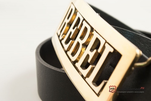 Кожаный ремень с пряжкой "FRAME REBEL BRASS" (Рамка "Мятежник" латунь) - kupiremen.ru
