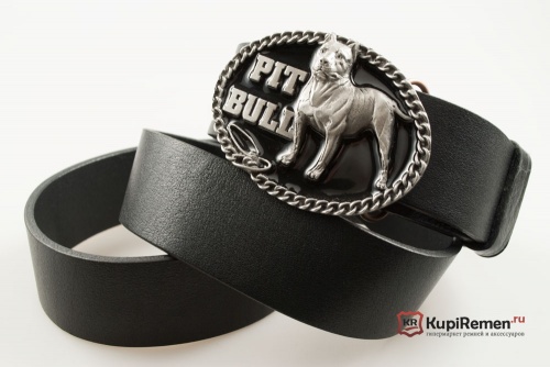 Кожаный ремень с пряжкой "Pit bull" - kupiremen.ru