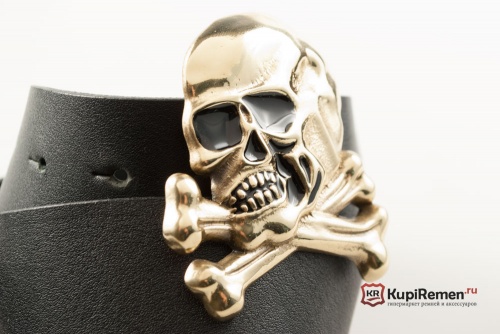 Кожаный ремень с пряжкой "SKULL AND CROSSBONES" (Череп с костями) 3D - kupiremen.ru
