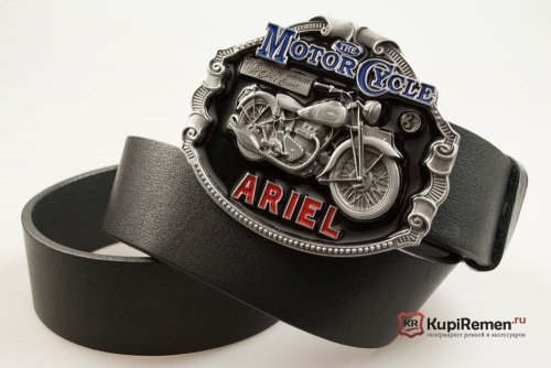 Кожаный ремень с пряжкой "ARIEL MOTO" (Мотоцикл Ариэль) 3D - kupiremen.ru