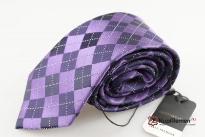 Мужской фиолетовый галстук с нагрудным платком в коробке - kupiremen.ru