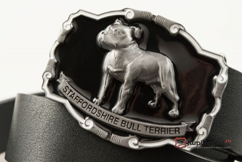 Кожаный ремень с пряжкой "STAFFORDSHIRE BULL TERRIER"  - kupiremen.ru