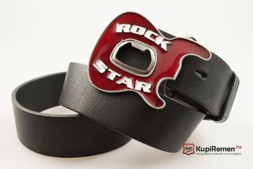 Кожаный ремень с пряжкой "ROCK STAR-BOTTLE OPENER" (Рок звезда с открывалкой для бутылок) - kupiremen.ru