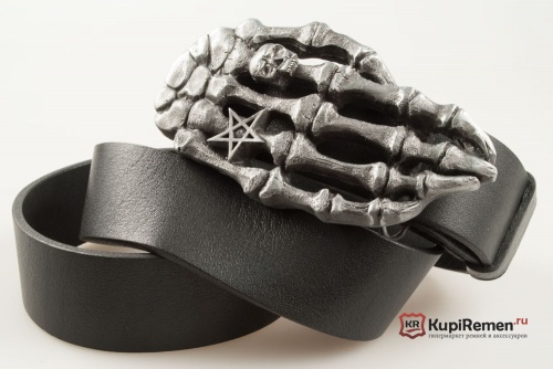 Кожаный ремень с пряжкой "DEATH HAND" (Рука скелета) 3D - kupiremen.ru