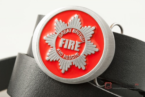 Кожаный ремень с пряжкой "FIRE FIGHTER OVAL" (Эмблема пожарного) - kupiremen.ru