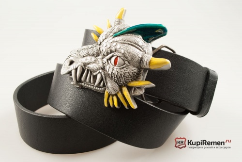Кожаный ремень с пряжкой "DRAGON HEAD" (Голова дракона) 3D - kupiremen.ru