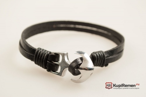 Браслет из экокожи Якорь - kupiremen.ru
