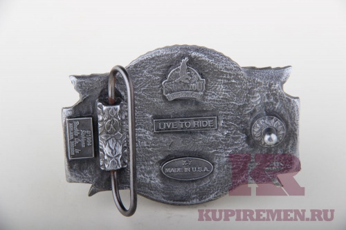 Кожаный ремень с пряжкой "Live to ride" - kupiremen.ru