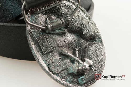 Кожаный ремень с пряжкой "BUFFALO HUNT" (Охота на бизона) - kupiremen.ru
