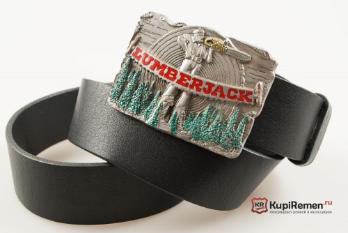 Кожаный ремень с пряжкой "LUMBER JACK" (Лесоруб) 3D - kupiremen.ru