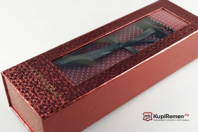 Бордовый мужской галстук ARISTOKRAT с нагрудным платком в коробке - kupiremen.ru