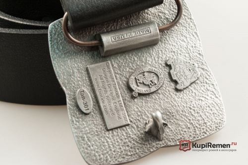Кожаный ремень с пряжкой "Орнамент черный" - kupiremen.ru