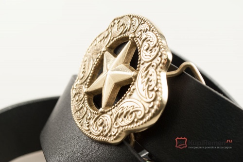 Кожаный ремень с пряжкой "TEXAS STAR" (Звезда Техаса) 3D - kupiremen.ru