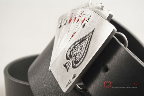 Кожаный ремень с пряжкой "CARDS" (Карты) - kupiremen.ru