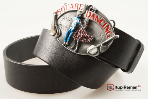 Кожаный ремень с пряжкой "SQUARE DANCING" (Танцплощадка) - kupiremen.ru