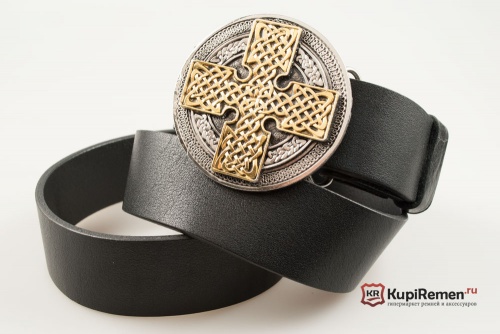 Кожаный ремень с пряжкой "Кельтский крест"  - kupiremen.ru