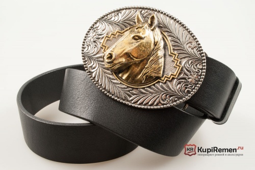 Кожаный ремень с пряжкой "HORSE HEAD" (голова лошади) 3D - kupiremen.ru