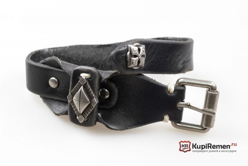 Кожаный браслет с клёпками - kupiremen.ru