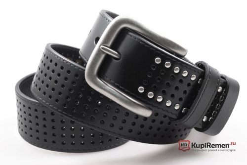 Кожаный ремень с прошивкой и клёпками NEW STYLE PREMIUM - kupiremen.ru