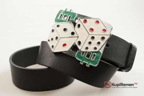 Кожаный ремень с пряжкой "DICE" (игра в кости) - kupiremen.ru