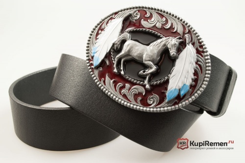 Кожаный ремень с пряжкой "HORSE" (Лошадь) 3D - kupiremen.ru