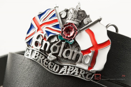 Кожаный ремень с пряжкой "ENGLAND" (Англия) 3D - kupiremen.ru