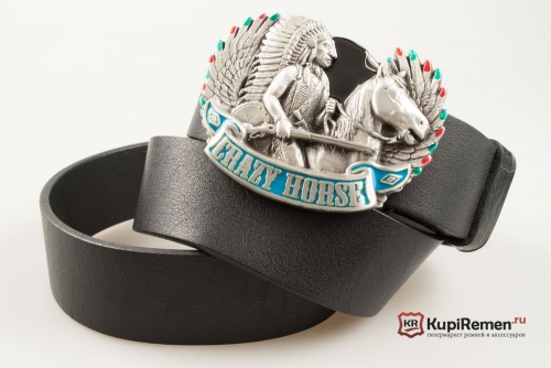 Кожаный ремень с пряжкой "CRAZY HORSE " - kupiremen.ru