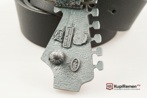 Кожаный ремень с пряжкой "LEAD GUITAR HEAD" (Голова соло-гитары) - kupiremen.ru