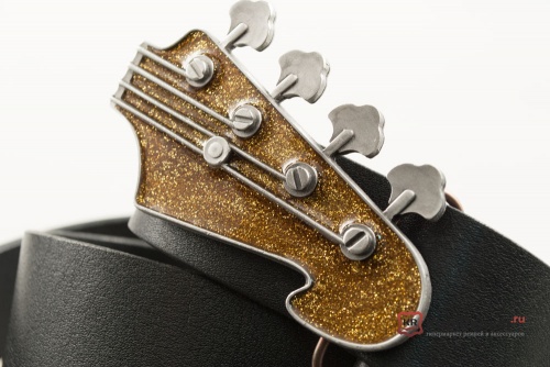Кожаный ремень с пряжкой "BASE GUITAR HEAD" (Голова бас-гитары) 3D - kupiremen.ru
