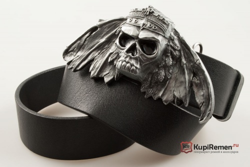 Кожаный ремень с пряжкой "KING OF DEATH" - kupiremen.ru