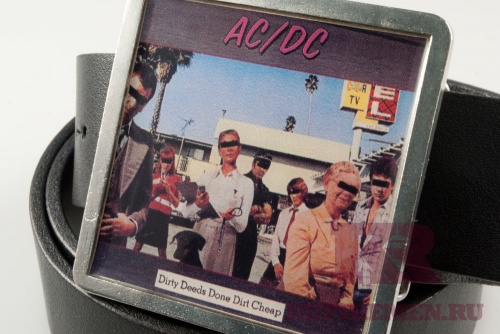Кожаный ремень с пряжкой "AC/DC" (ЭйCи ДиСи) - kupiremen.ru