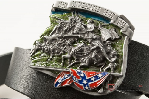 Кожаный ремень с пряжкой "CONFEDERATE ARMY" (Армия конфедератов) 3D - kupiremen.ru