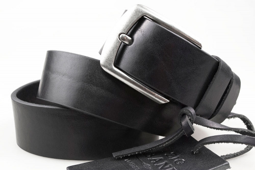 Мужской ремень ZiG BAND Classic Black из натуральной итальянской кожи - kupiremen.ru