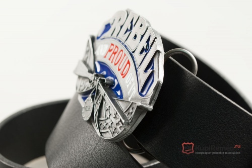 Кожаный ремень с пряжкой "REBEL AND PROUD OF IT" (Бунтую и горжусь) 3D - kupiremen.ru