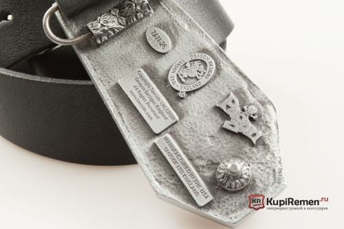 Кожаный ремень с пряжкой "Скелет в гробу" - kupiremen.ru