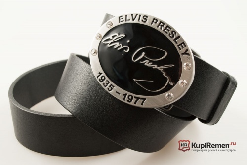 Кожаный ремень с пряжкой "ELVIS PRESLEY 1935 - 1977" (Года жизни Элвиса Пресли) - kupiremen.ru