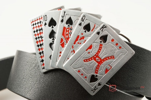 Кожаный ремень с пряжкой "CARDS" (Карты) - kupiremen.ru