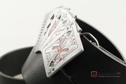 Кожаный ремень с пряжкой "CARDS" (Карты) - kupiremen.ru