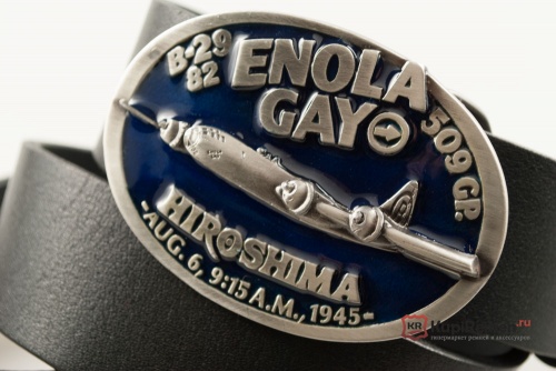Кожаный ремень с пряжкой "ENOLA GAY" (ЭНОЛА ГЭЙ) 3D - kupiremen.ru