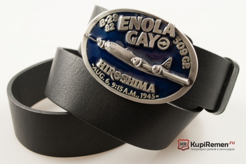 Кожаный ремень с пряжкой "ENOLA GAY" (ЭНОЛА ГЭЙ) 3D - kupiremen.ru