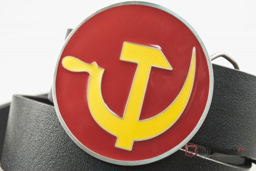 Кожаный ремень с пряжкой "USSR" (символика СССР) - kupiremen.ru