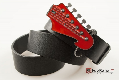 Кожаный ремень с пряжкой "LEAD GUITAR HEAD" (Голова соло-гитары) - kupiremen.ru