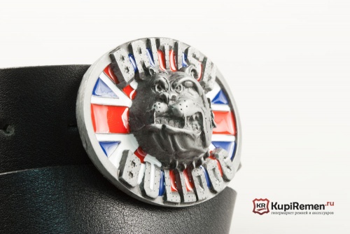 Кожаный ремень с пряжкой "BRITISH BULLDOG"  - kupiremen.ru