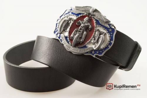 Кожаный ремень с пряжкой "LIVE TO RIDE" (Biker) 3D - kupiremen.ru