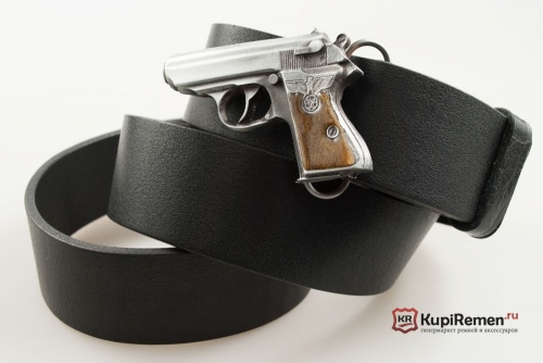 Кожаный ремень с пряжкой "Walther PP" 3D - kupiremen.ru