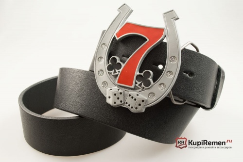 Кожаный ремень с пряжкой "7 HORSE SHOE" (Семь подков) - kupiremen.ru