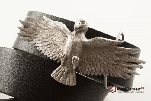 Кожаный ремень с пряжкой "RAVEN" (Ворон) - kupiremen.ru